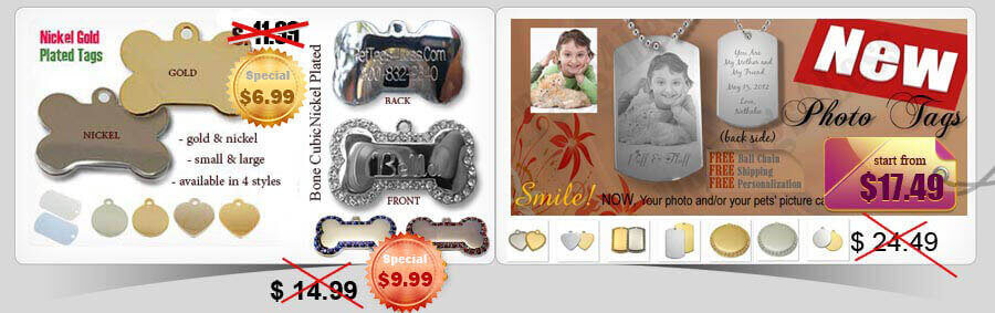 nickel gold plated pet tags and photo tags
